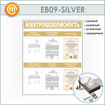 Стенд «Электробезопасность» с 6 карманами (EB-09-SILVER)